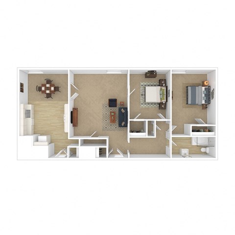Floor plan for 1 bed, 2 baths, 900 sqft